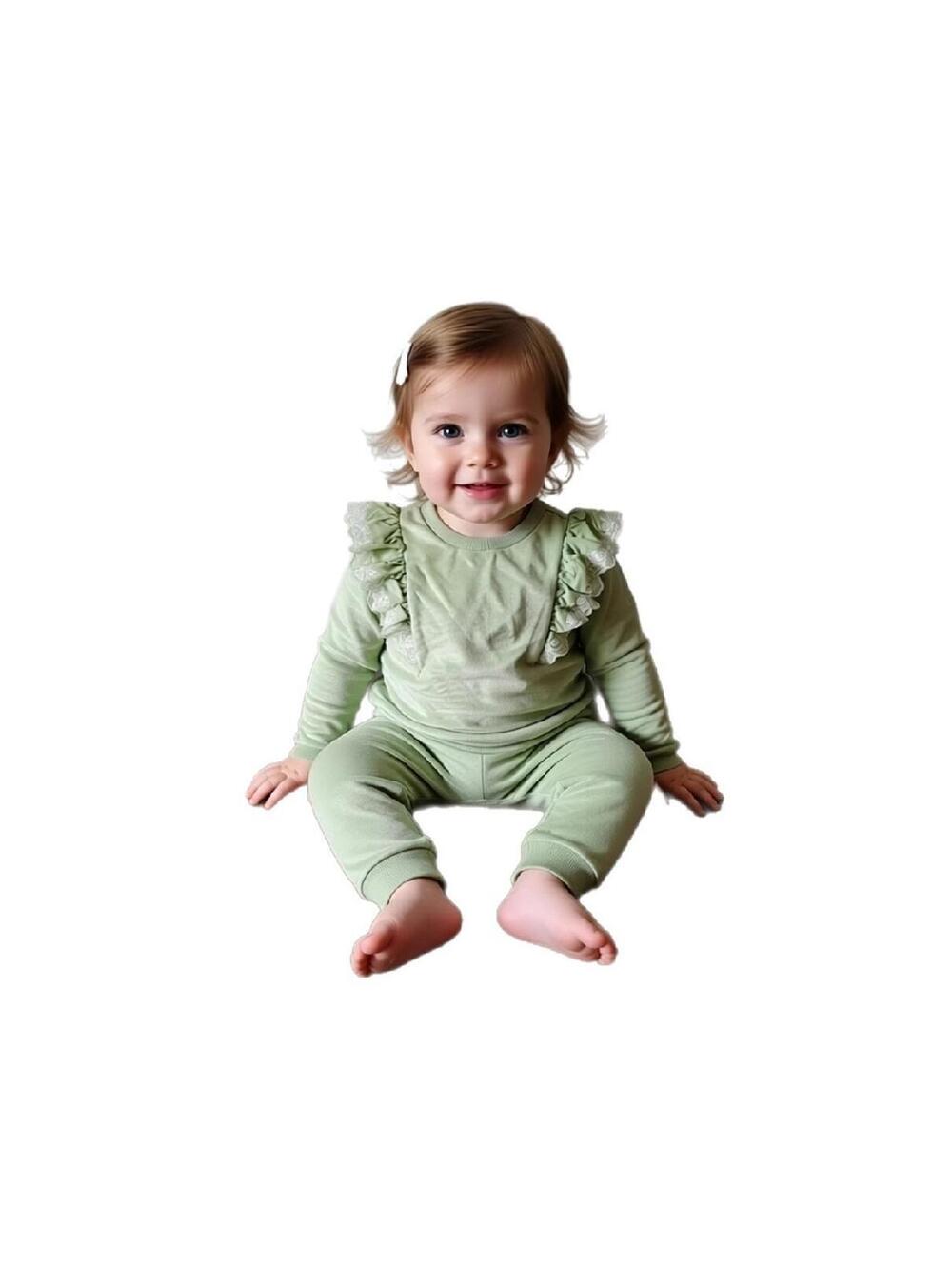 NWT Baby Girl Sweat Pants and Sweater Set Little Me  24 mo Mint Green